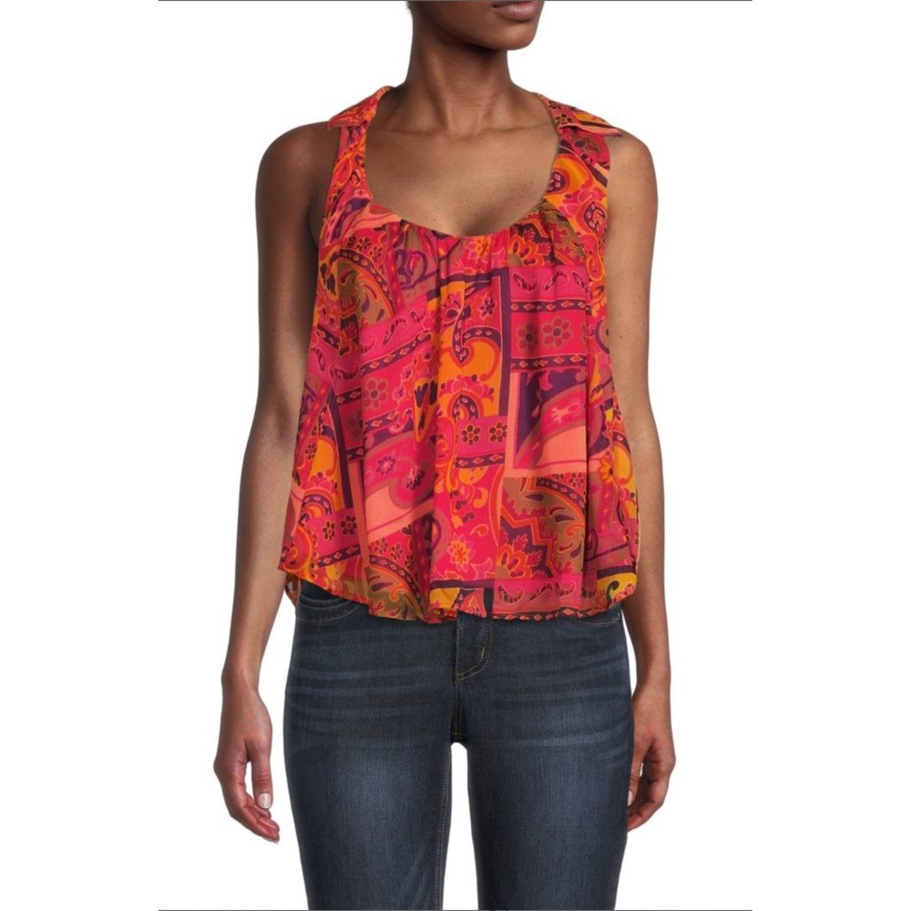 FREE‎ PEOPLE Strawberry Print Sleeveless Top size Small